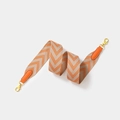 Orange and beige woven shoulder strap with leather trim and gold metal lobster clasps - 5cm x 70cm / Orange Gold Buckle