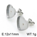 Base per orecchini a cuore in acciaio inossidabile argento per creazione gioielli fai da te - 12x11mm(KLJ4212-Z) / Color Acciaio