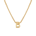 Gold plated stainless steel rope chain necklace featuring a 3D letter B pendant - Letter B