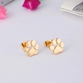 Minimalist golden paw print stud earrings set with a shiny metallic finish - Gold Earrings