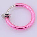 Classic men pink and silver non-pierced titanium clip-on earring with metallic finish - Bright Pink Ear Clip