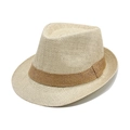 Cappello fedora in paglia beige con nastro intrecciato marrone scuro per il sole - M (56-58cm) / Cachi Chiaro con Fascia Gialla