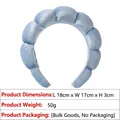 Detailed view of light blue padded velvet headband with dimensions 18x17x3cm and 50g weight - Velvet Headband / Light Blue