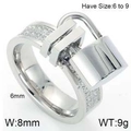 Anillo de candado plateado con doble fila de diamantes, 8mm de ancho, tallas 6 a 9 - US 7 / Color Acero