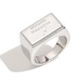 Anillo de sello cuadrado de acero inoxidable plateado con grabado Miracle Happens y estrella - US 6 / Color Acero