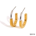 Orecchini a U in acciaio inossidabile dal design minimalista bicolore oro e argento - Oro+Argento (SD3110)