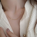 Minimalist 18k gold plated stainless steel necklace with small rectangular sequins - Gold