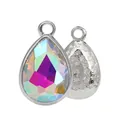 Ciondolo a goccia 7x10mm in cristallo AB Aurora Borealis con finitura argento - 7x10mm / Bianco AB