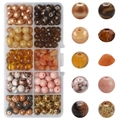 DIY bead set in brown and orange gradient styles with a 10-grid storage organizer box - Coffee Series approx 200pcs