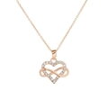 Rose gold infinity heart necklace with sparkling white zircons on a delicate chain - Rose Gold Xl-1