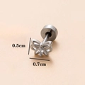 Orecchino a farfalla in argento con zircone, dimensioni 0,5 cm x 0,7 cm mostrate - 6# Farfalla / Argento