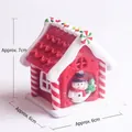 Red Christmas gingerbread house with snowman and tree, size 7x6cm, festive lighted ornament - Christmas House 09 (Red Snow House)