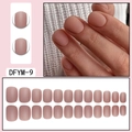 Detail of short square round matte press-on nails in dusty rose pink color DFYM-9 - Matte Bean Paste (DFYM-09)