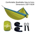 Portable 230x110cm parachute nylon hammock set in blue and green with tree straps - 230x110cm / Elastic Band Style / Tender Green/Lake Blue