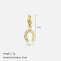 18K gold plated horseshoe pendant in stainless steel with diamonds for DIY necklaces - Horseshoe Pendant