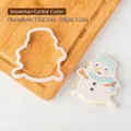 White snowman fondant cookie cutter, 7.9x8.3cm food-grade plastic mold with finished cookie - 7.9x8.3cm