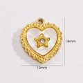14K gold plated heart shell pendant with star rhinestone, 14mm x 12mm DIY jewelry charm - Heart Inlay Star