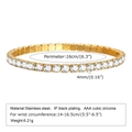 Detail view of 16cm gold zircon tennis bracelet with technical size specifications - Style 3 (Black Tennis Bracelet)
