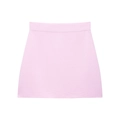 Minigonna in maglia rosa con trama fine e taglio svasato premium su sfondo bianco - S / Gonna Rosa