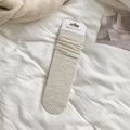 Grey knitted cotton crew socks for women with minimalist marled texture and card packaging - Beige