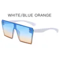 Gafas de sol cuadradas sin montura con montura blanca y lentes degradadas azul-naranja - Montura Blanca Azul Amarillo
