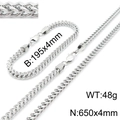 Silver stainless steel keel chain set with necklace and bracelet in polished finish - 4mm Width Style (KS136859-K)