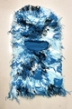 Distressed blue and black knitted balaclava with fringe detail and shredded design - One Size / Light Blue Camo