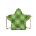 Star-shaped green PVC jelly bag with beaded texture and metal chain strap - Green