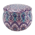 2.2oz circular metal tin with colorful mandala pattern for tea or candle storage - D40-Purple Mandala
