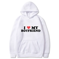 White I Love My Boyfriend hoodie featuring long sleeves and a red heart print - S / I Love My Boyfriend / White