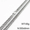 Collana a catena cubana in acciaio inossidabile argento, 550x8mm e peso 65g - 8mm*550mm Argento