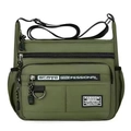 Waterproof military green multi-pocket crossbody bag with five functional compartments - Green
