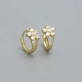 Elegante s925 Silber vergoldete Creolen mit funkelndem Zirkonia-Blumencluster-Design - 925er Silber / Goldgelb