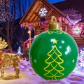 Green inflatable Christmas ball with yellow trees and snowflakes for outdoor decor - 80cm Zipper Bag (No Light) / Large Christmas Tree