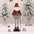 78cm retractable Christmas Santa Claus doll in red plaid fabric for festive home decor - Large Retractable Santa Claus (78cm)