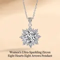 Silver-plated snowflake pendant necklace with brilliant cut zircon and halo stones - 5-carat Snowflake Necklace Xl-119