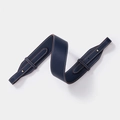 Navy blue lychee grain leather short shoulder strap with white stitching and gold studs - Blue Gold Buckle