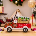 Christmas truck tin box in red and green with Santa and reindeer for candy gifts - Elk Reindeer Truck