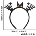 LED Halloween bat headband with purple glitter wings and dimensions 19x17cm - Bat Style
