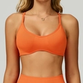 Nahtloser gerippter Sport-BH in leuchtendem Orange mit hoher Elastizität für Yoga und Laufen - Hermes-Orange