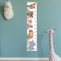 Cartoon animal kids height chart with wooden frame for nursery room wall measurement - Style 1 (Multiple Animals)