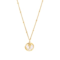 Gouden kralenketting met ronde schelphanger versierd met een gouden roos reliëf - Ronde Roos Ketting (Wit)