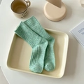 Calze spesse in lana verde chiaro a costine per donna toni della terra autunno inverno - Verde Chiaro / Taglia unica