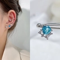 Surgical steel stud earring set with light blue zircon stones for multiple ear piercings - EGD16 Blue Round Zirconia Set
