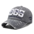 Casquette de baseball vintage grise délavée avec broderie 1985 et texture denim - Gris