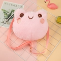 Pink plush frog coin purse with a matching shoulder strap and elegant gold hardware - Pink Frog