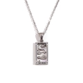 Silver tarot card necklace with The Moon engraving and iridescent mother of pearl inlay - Steel Color - Moon