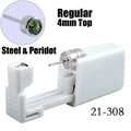 Disposable ear piercing gun with 4mm peridot crystal stud in 316L stainless steel - 4mm Steel & Peridot