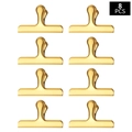 Set of 8 gold stainless steel T-shape food clips for kitchen storage and sealing - Large / Gold