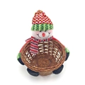 Panier de bonbons bonhomme de neige tressé avec bonnet rouge et écharpe rayée pour Noël - Bonhomme de neige